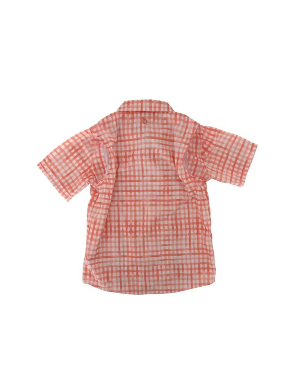 NWT Blue Quail Guayabera Orange White Check Short Sleeve Button Down Shirt (7)